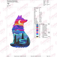 Colorful Wolves Embroidery Design