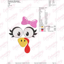 Turkey Face Embroidery Design for Thanksgiving