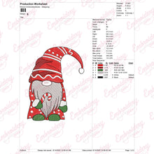 Christmas Candy Cane Gnome Embroidery Design