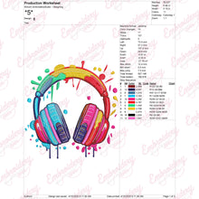 Colorful Headphones Embroidery Design
