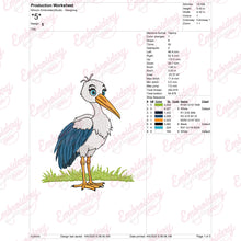 Elegant Stork Bird Embroidery Design Instant Digital Download