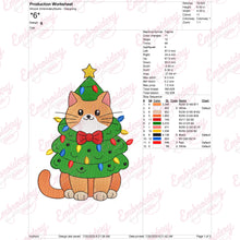 Christmas Cat Tree Embroidery Design