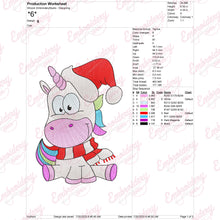 Christmas Unicorn With Santa Hat Embroidery Design