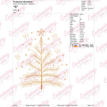 Golden Christmas Tree Embroidery Design