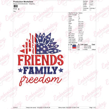 Friends Family Freedom Embroidery Design