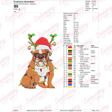 Christmas Santa Bulldog Embroidery Design