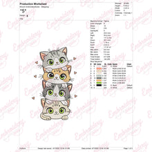 Cute Cartoon Cat Pile Embroidery Design