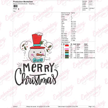 Merry Christmas Snowman Embroidery Design