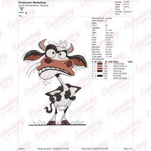 Whimsical Funny Cow Animal Embroidery Design