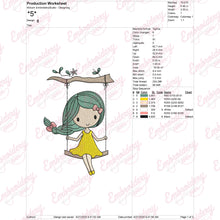 Girl On Swing Machine Embroidery Design