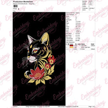 Flower Cat Embroidery Pattern
