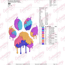 Dog Paw Print Colorful Embroidered Design