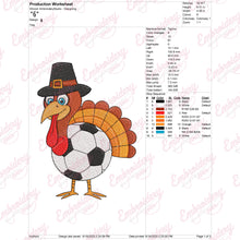 Soccer Turkey Thanksgiving Embroidery Design