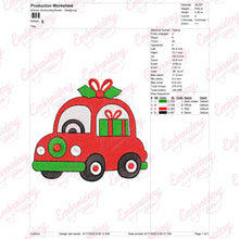 Red Christmas Car Embroidery Design