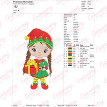 Christmas Elf Girl With Gift Embroidery Design
