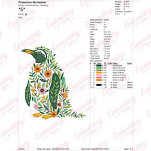 Beautiful Floral Penguin Embroidery Design