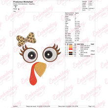 Thanksgiving Turkey Girl Face Embroidery Design