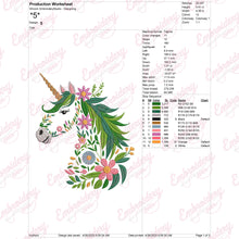 Tropical Leaves And Flowers Unicorn Embroidery Design