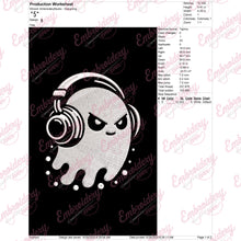 Halloween Ghost With Headphones Embroidery Design