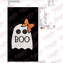 Halloween Boo Ghost Girl Embroidery Design