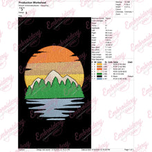 Sunset Mountain Embroidery Design