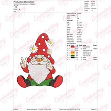 Gnome with Daisy Flower Embroidery Design