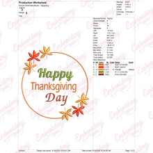 Thanksgiving Day Holiday Embroidery Pattern