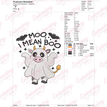 Cute Ghost Cow Halloween Embroidery Design