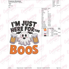 Here For The Boos Drinking Halloween Ghost Embroidery Design