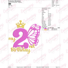 Butterfly My 2nd Birthday Machine Embroidery Design