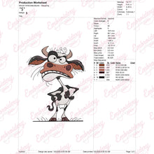 Whimsical Funny Cow Animal Embroidery Design