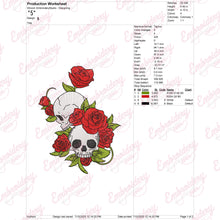 Skull and Roses Halloween Embroidery Design