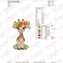 Floral Giraffe Embroidery Design