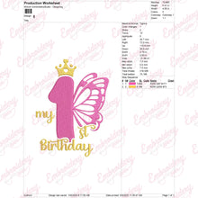 Butterfly My 1st Birthday Machine Embroidery Design
