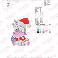 Christmas Unicorn With Santa Hat Embroidery Design