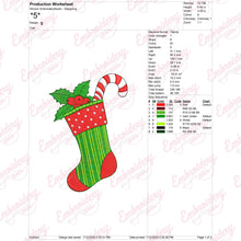 Candy Cane Christmas Stocking Embroidery Design
