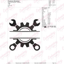 Mechanic Split Name Frame Embroidery Design