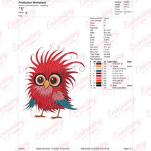 Funny Crazy Bird Embroidery Design Character Stitch