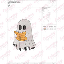 Halloween Ghost Reading A Book Embroidery Design