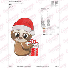 Christmas Sloth With Gift Embroidery Design