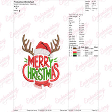 Merry Christmas Reindeer Antlers Embroidery Design