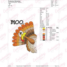 Turkey Moo Funny Thanksgiving Embroidery Design