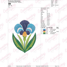 Iris Bloom Embroidery Design