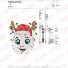 Baseball Christmas Lights Embroidery Design
