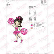 Cheerleader With Pom Pom Embroidery Design