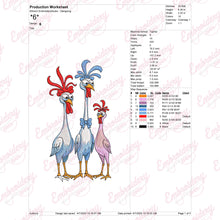Colorful Crazy Chickens Embroidery Design