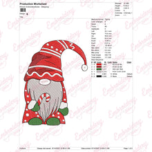 Christmas Candy Cane Gnome Embroidery Design