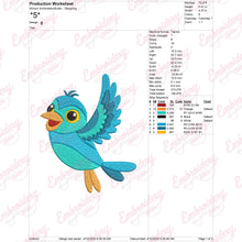 Funny Blue Bird Embroidery Design