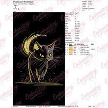 Mystic Black Cat Embroidery Design