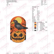 Halloween Raven and Pumpkin Embroidery Design